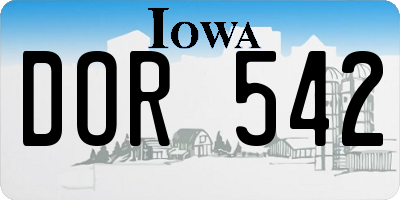 IA license plate DOR542