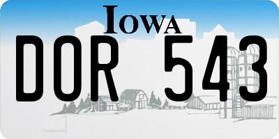 IA license plate DOR543
