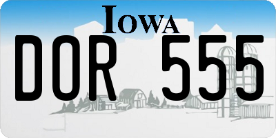 IA license plate DOR555