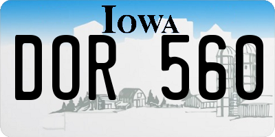 IA license plate DOR560