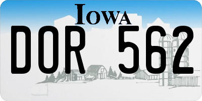 IA license plate DOR562