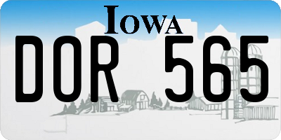 IA license plate DOR565