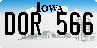 IA license plate DOR566