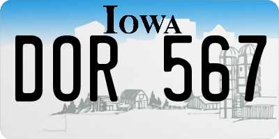 IA license plate DOR567
