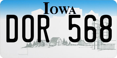 IA license plate DOR568