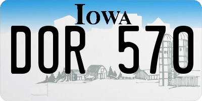 IA license plate DOR570