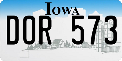 IA license plate DOR573