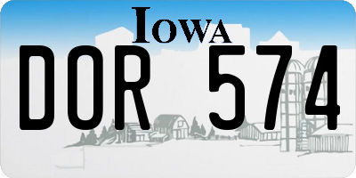 IA license plate DOR574