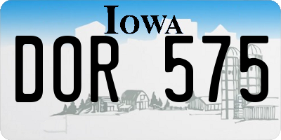 IA license plate DOR575