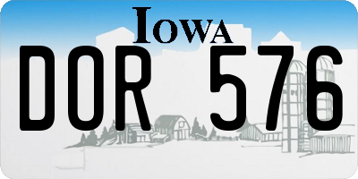 IA license plate DOR576