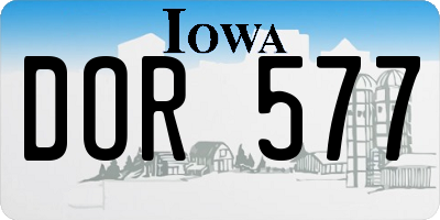 IA license plate DOR577