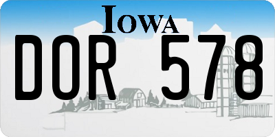 IA license plate DOR578