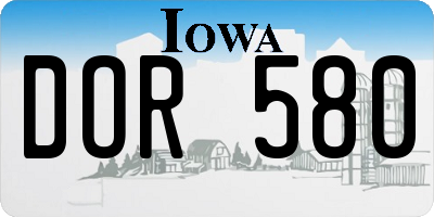 IA license plate DOR580