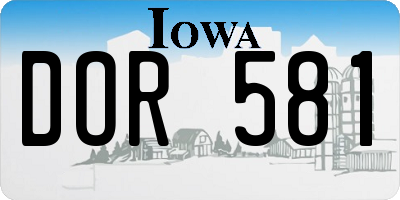 IA license plate DOR581