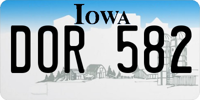 IA license plate DOR582