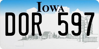 IA license plate DOR597