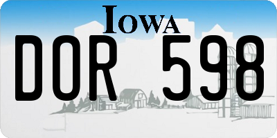 IA license plate DOR598