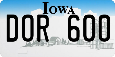 IA license plate DOR600