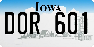 IA license plate DOR601