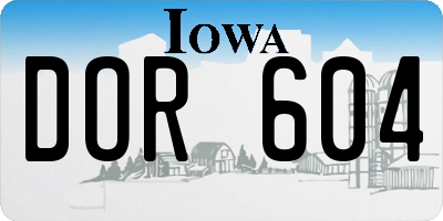 IA license plate DOR604