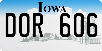 IA license plate DOR606