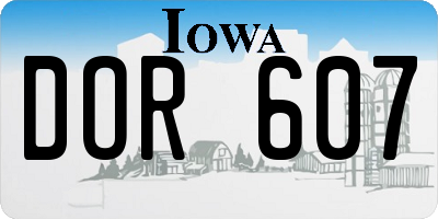 IA license plate DOR607