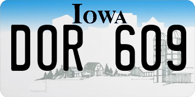 IA license plate DOR609