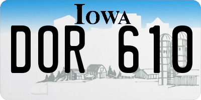 IA license plate DOR610