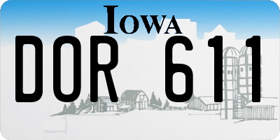 IA license plate DOR611
