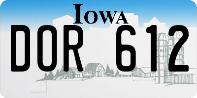IA license plate DOR612