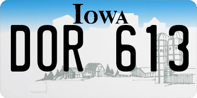 IA license plate DOR613