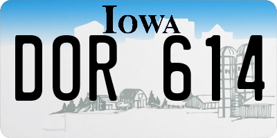 IA license plate DOR614