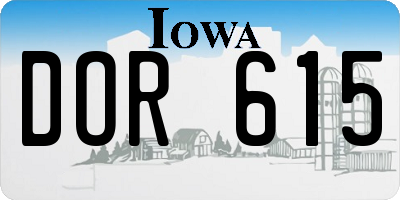 IA license plate DOR615