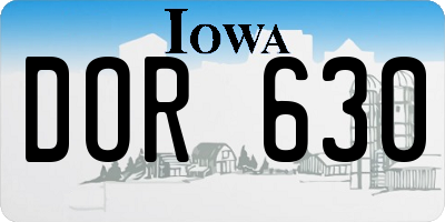 IA license plate DOR630