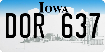 IA license plate DOR637