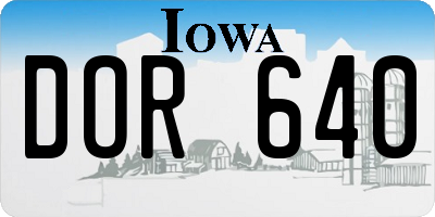 IA license plate DOR640