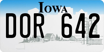 IA license plate DOR642
