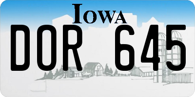 IA license plate DOR645