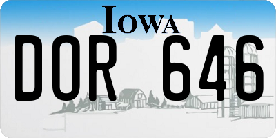 IA license plate DOR646