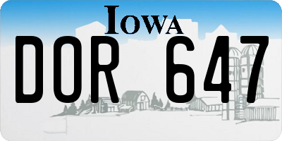 IA license plate DOR647