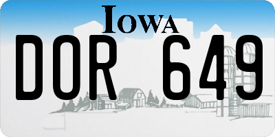 IA license plate DOR649