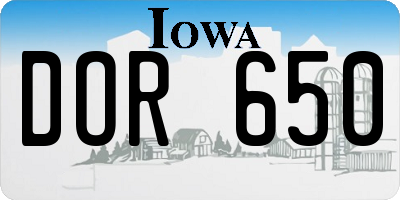 IA license plate DOR650