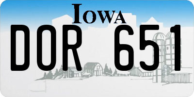 IA license plate DOR651