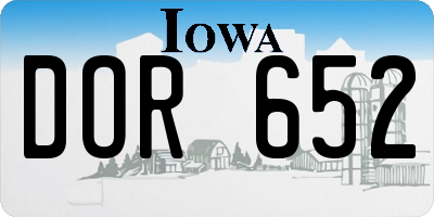 IA license plate DOR652