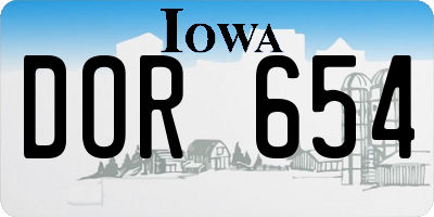 IA license plate DOR654