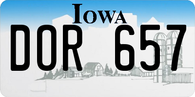 IA license plate DOR657
