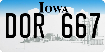 IA license plate DOR667
