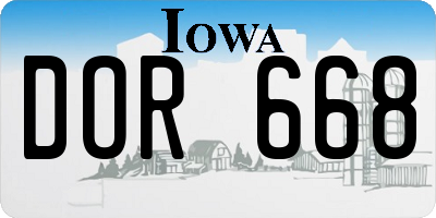 IA license plate DOR668