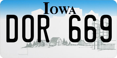 IA license plate DOR669