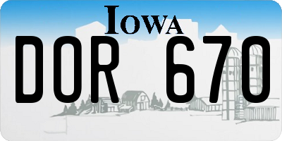 IA license plate DOR670